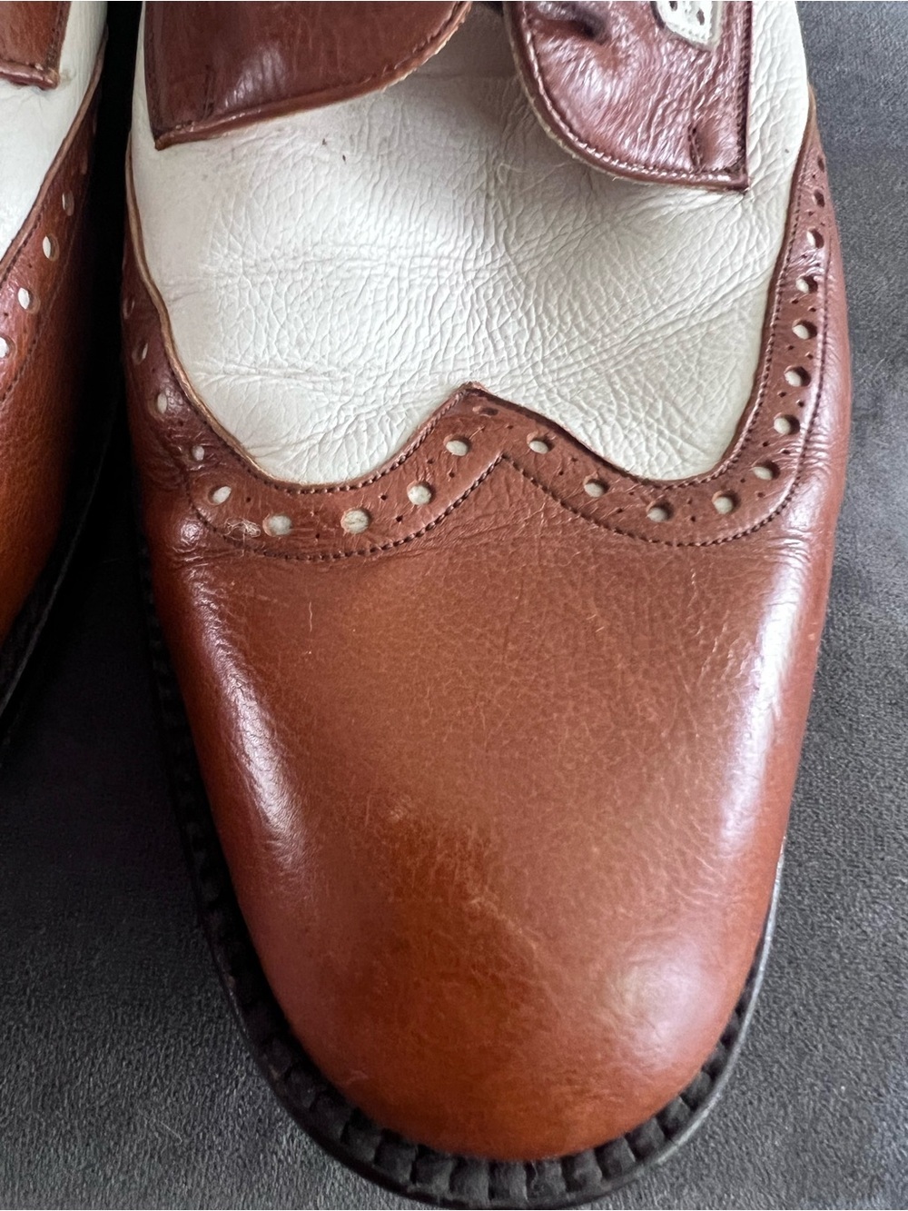 Mezlan Spectator Wingtip Oxfords Men’s US 12 Brown White Leather/Spain - Picture 2 of 16
